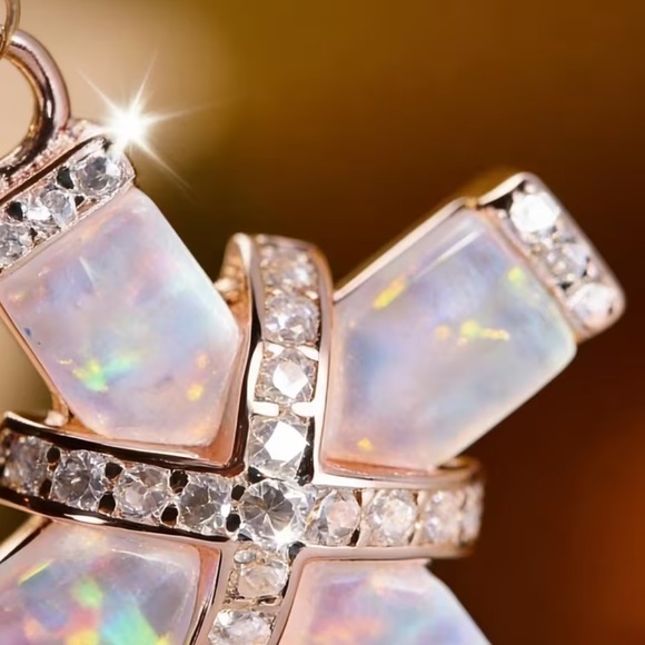 Opal Cross Pendant Necklace - Picture 3 of 12